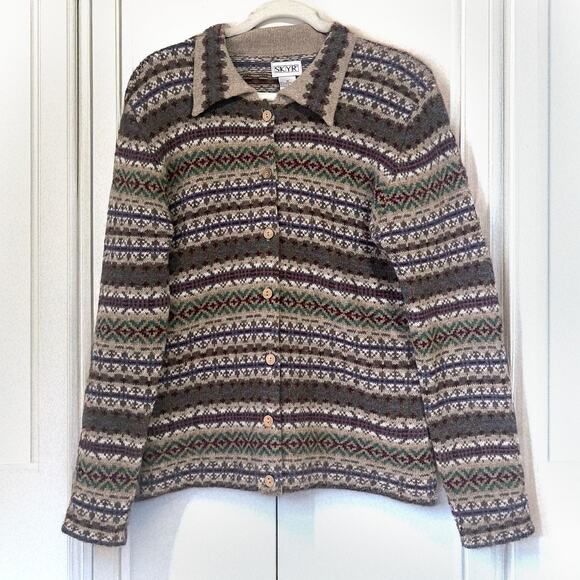 SKYR Vintage 100% Lambs Wool Nordic Cardigan in Multi Size M - Picture 1 of 12